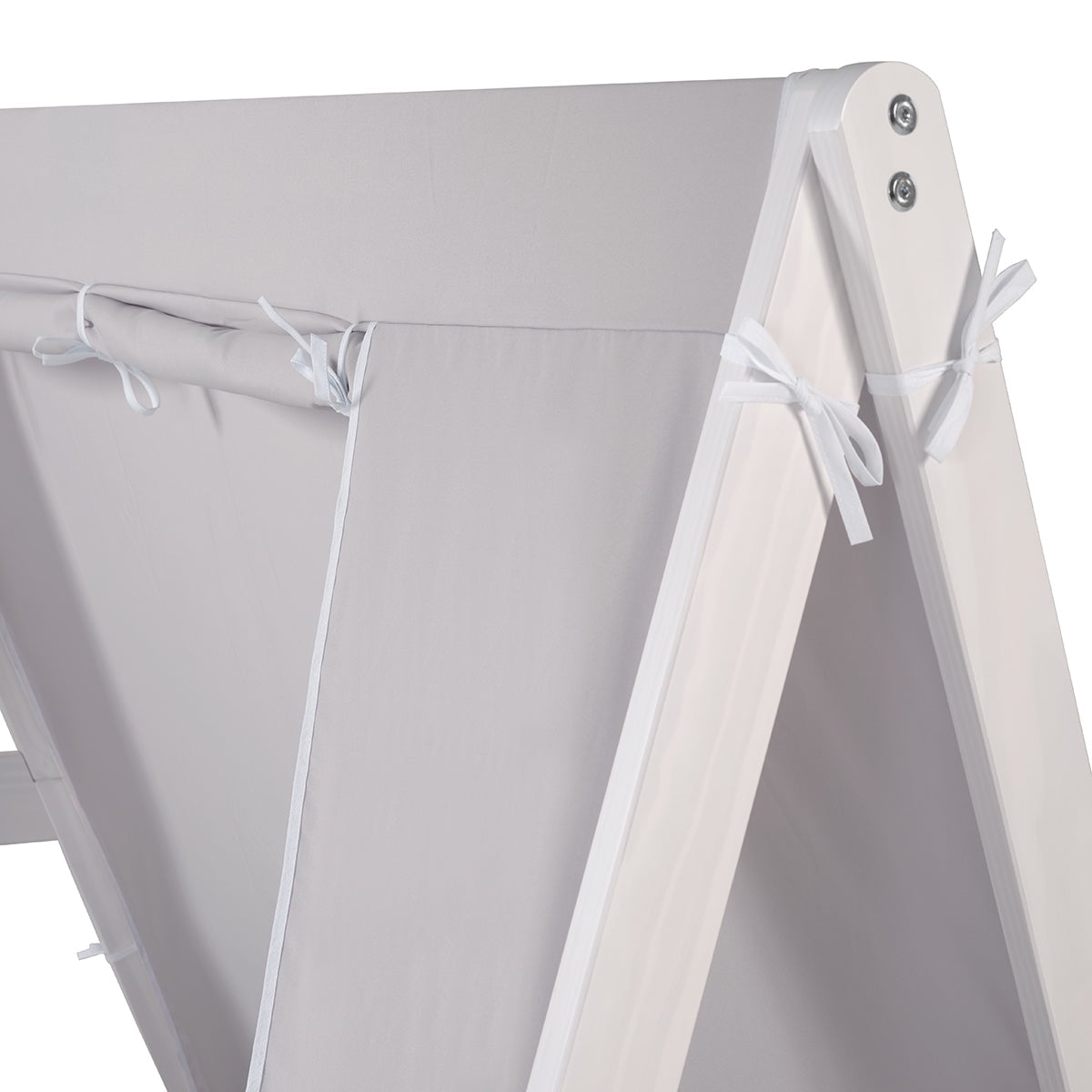 P'kolino Kids Tent Floor Bed - Twin, FSC Certified Wood, Washable Tent, White/Grey