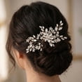 thumbnail image 6 of MIALLO Gold Wedding Hair Comb - Vintage Pearl & Crystal Bridal Headpiece - Hair Accessories for Bride Prom, 6 of 7