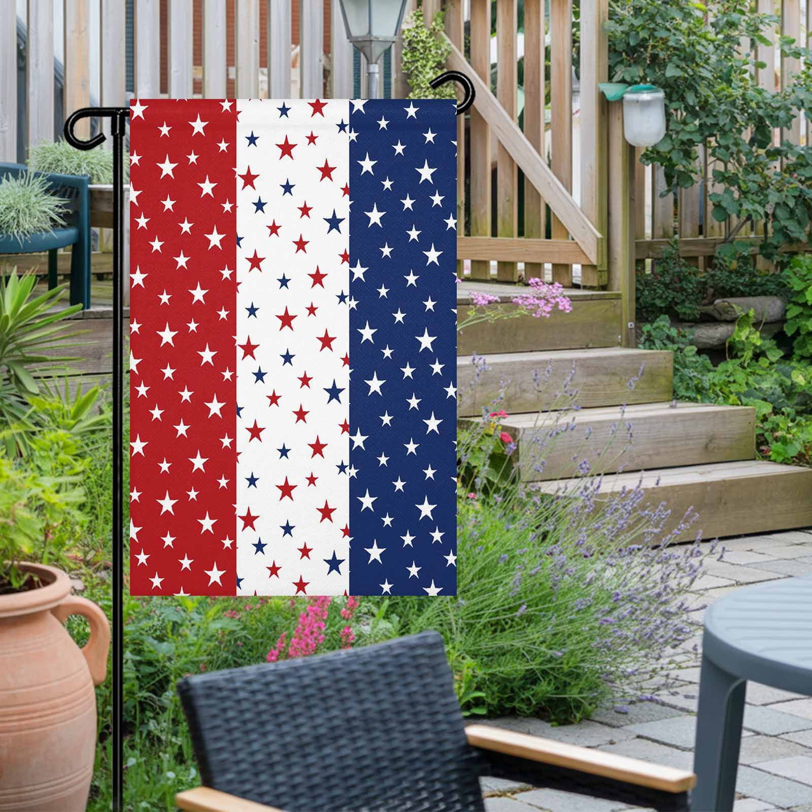 4th of July Garden Flags Patriotic Stars USA Flag Garden Flag Double Sided Welcome Flag Red White and Blue Stripes Independence Day Yard Flags for Outdoor Lawn Porch Memorial Day Decor 28x40 Inch