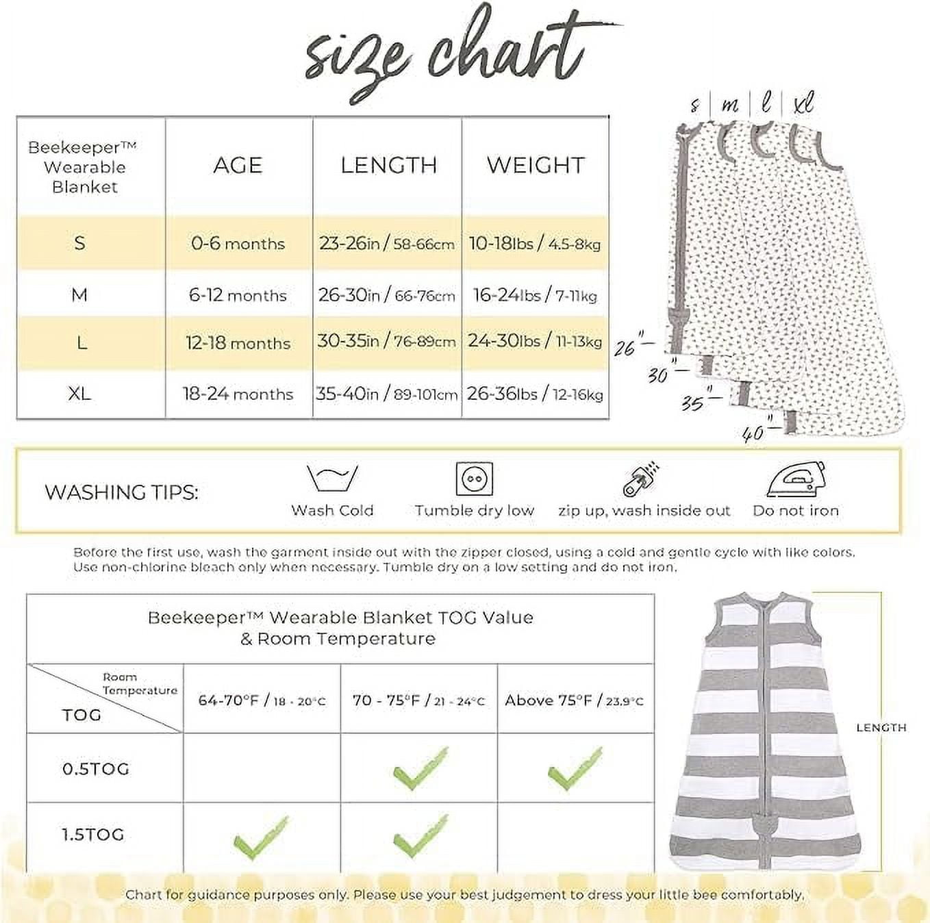 Burts Bees Baby Beekeeper Sleep Wearable Blanket - Lightweight 0.5 TOG Sack