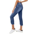 thumbnail image 5 of Capri Jeans for Women High Waisted Stretchy Cropped Skinny Trendy Split Hem Summer Casual Capri Denim Pants with Pockets, 5 of 6