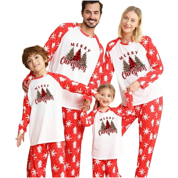 Odeerbi Christmas Pajamas For Family Matching Outfits Warm Set Printed Home Wear Two-piece Mom Set
