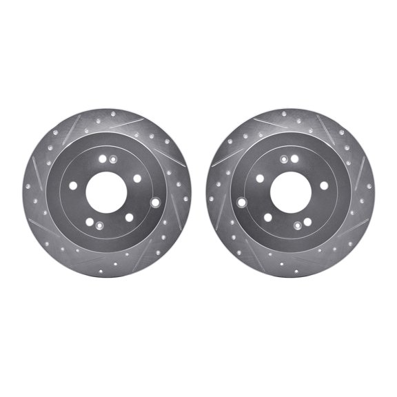 Dynamic Friction Company Rear Brake Rotors-Drilled and Slotted-Silver 7002-03052