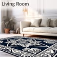 thumbnail image 2 of ODIKA 2'x3' Machine Washable Non-Slip Area Rug, Artisanal Damask Nouveau Knot High Traffic Rug with Pad, Black, 463632, 2 of 8