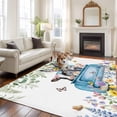 thumbnail image 3 of Animals Flowers 5'x8' Area Rug for Living Room, Weeping Spring Floral Elegant Pastoral Washable Non-Slip Rugs for Bedroom Nursery Dining Room, Low-Pile Kitchen Carpet Large Entryway Rugs, 3 of 9