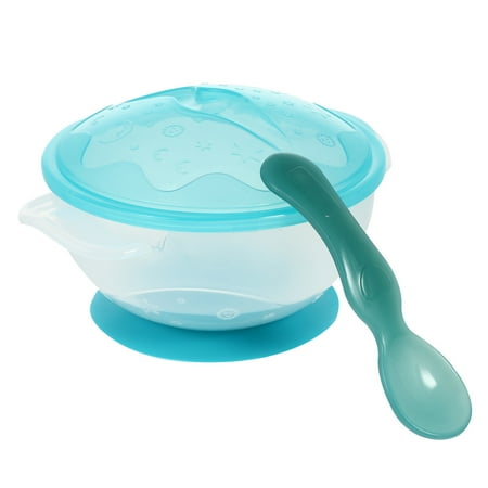 

Baby Suction Bowl And Spoon Non-slip Defence Fall Baby Bowl Suit Infant Training Bowl Set (Blue)