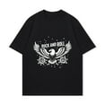 thumbnail image 2 of Rock And Roll Eagle Rose Print T Shirt Black Casual Streetwear Fashion Top For Men Women Music Festival Party Wear, 2 of 3