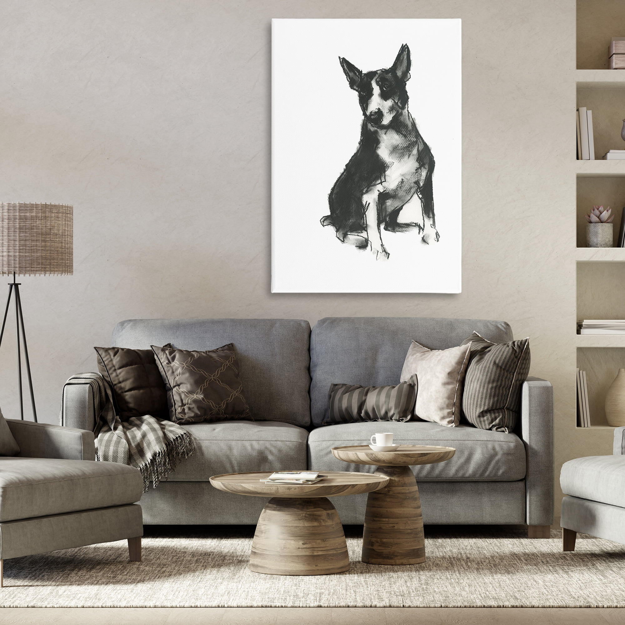 Stupell Industries Charcoal Dog Drawing Animals & Insects Drawing Gallery Wrapped Canvas Art Print Wall Art, 30 x 45