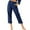 Navy, variant on Babysbule Women's Pants Women Casual Solid Color Pockets Buttons Elastic Waist Comfortable Straight Pants