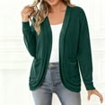 thumbnail image 3 of Womens Coats Long Sleeved Cardigan Casual Solid Color Jacket,Coats for Women Green M, 3 of 5