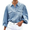 thumbnail image 1 of Veste en Denim pour Femmes Élégante à Manches Longues Col Rabattu Décontractée Confortable Extensible Légère Mode Vêtements d'Extérieur, 1 of 9