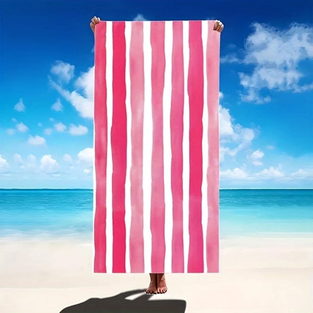 Fiudx Toalla de Playa Extragrande, Poliéster Suave, Diseño de Rayas Vibrantes, Secado Rápido, Ideal para Viajes, Camping y Piscina, para Adultos, 150 X 70 Cm.