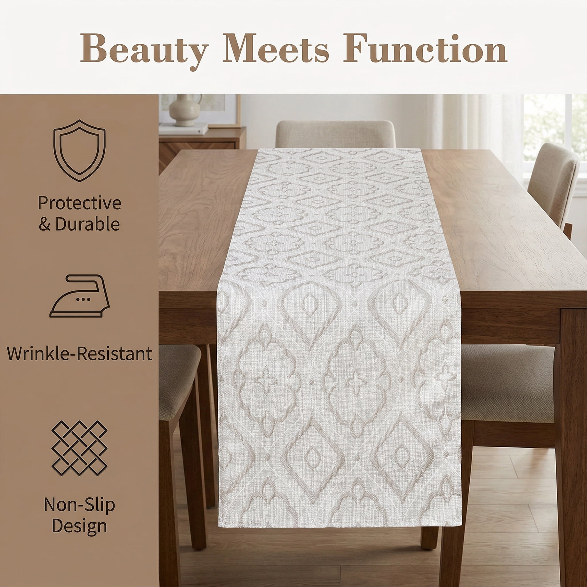 Unique Bargains Long Washable Polyester Runner Table Runner for Table Gray 13.8"x70.9"