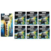 Gillette Mach3 Razor Blade Handle + Gillette Mach3 Refill Cartridges, 8 Count (Pack of 6) + LA Cross Tweezers 71817