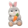 thumbnail image 4 of Conejo peluche con zanahorias con bunny animal decorativo compañero encantador caricatura muñeca de conejo para la fiesta de decoración del hogar Gris, 4 of 10