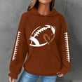thumbnail image 2 of BODOAO Game Day Hooded Sweatshirt Women Funny Football Graphic Shirt Waffle Knit Game Day Pullover Hoodies Long Sleeve Knit Hoodie Sweatshirt Football Graphic Sweater Football Season Pullover Brown L, 2 of 5