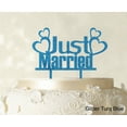 thumbnail image 1 of Couple Wedding Cake Topper Personalized Glitter Turquoise Blue Cake Topper Color Option Available 5-7 Inches Wide, 1 of 1