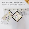 thumbnail image 4 of Yayeee Oven Mitts and Pot Holder Set of 4 Heat Resistant Kitchen Gloves Baking Hot Pad, Blue Floral Rabbit, 4 of 5