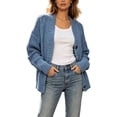 thumbnail image 3 of akafmk Cardigan Sweaters for Women Cable Knit Button Up Cardigan Long Sleeve Sweater Top Solid Color Fall Outfits, Size S, 3 of 7