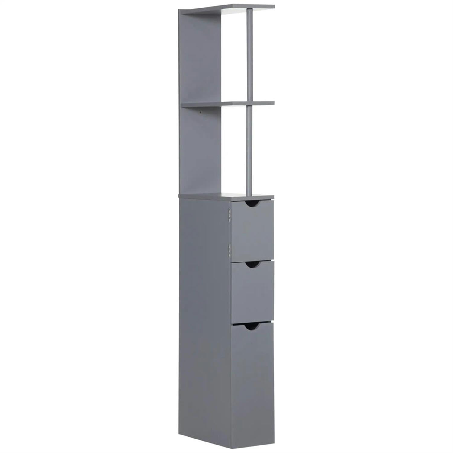 Demi Bonn Bathroom Floor Storage Cabinet, Bathroom Storage Unit, Freestanding Narrow Side Cabinet with 2-Tier Shelf and Drawers, Gray