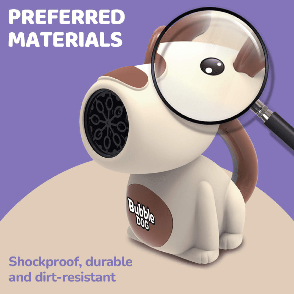 Dog Bubbles Machine for Kids, Hand Crank Bubble Blower Maker for Toddlers Ages 3+ Indoor Outdoor Christmas Birthday Easter Gifts(Brown)