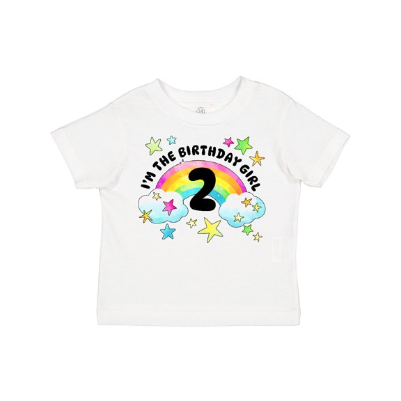 Inktastic I'm the Birthday Girl Second Birthday Rainbow and Stars Girls Toddler T-Shirt