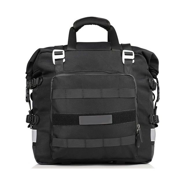 Sonducket Bolsa lateral de poliéster para motocicleta, cremallera antideslizante reflectante de Color sólido, organizador de bolsas con asa de Ciclismo Negro