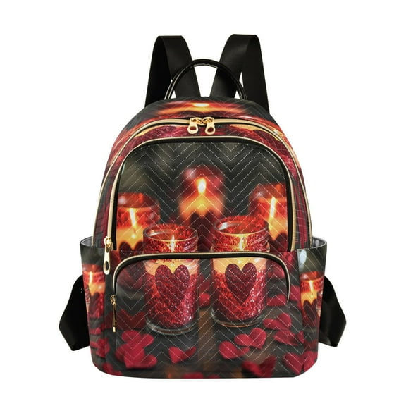 Casual Red Candles with Roses Hearts Backpack for School,College and Travel, Water Resistant Bookbag,
