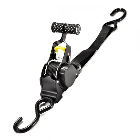 Retracting Motorcycle Tie Down Strap with Hook robusts & Multifunction Automatic Ratchets Tie Down Strap for Easy Use