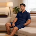 thumbnail image 5 of Clossjun Summer Beach Outfits 2 Piece Short Sleeve Shirts for Male Shorts Vacation Outfits Sets for Men, 5 of 6