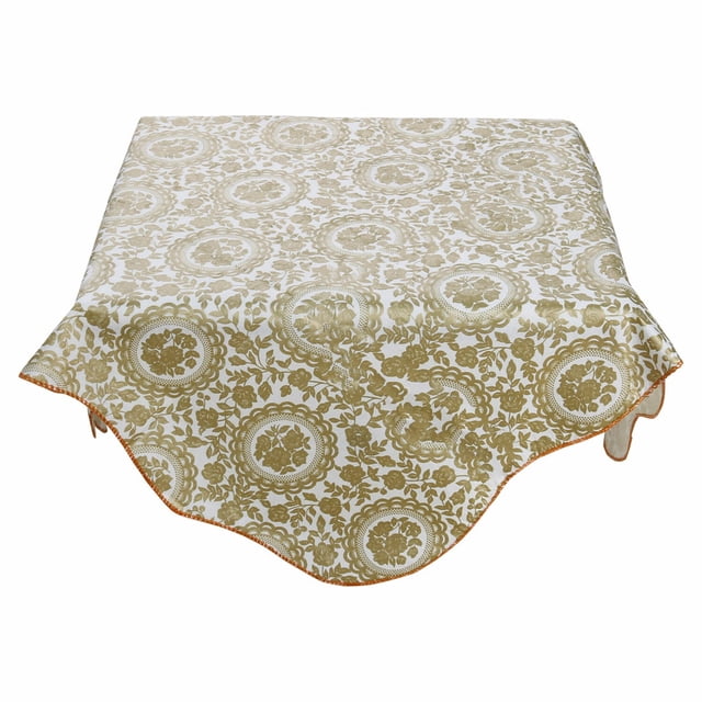 Nappe Carrée de Pique-Nique en Vinyle Imprimée de Fleurs 35"x35 Pouces Résistante à l'Huile