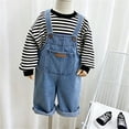 thumbnail image 2 of Coerni Boys Trendy Denim Bib Overalls Sleeveless Button Strps Jean Rompers 1-10Y Kids One Piece Casual JumpsuitsBack to School, 2 of 8