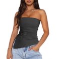 thumbnail image 1 of Top Tubo PRETTYGARDEN Mujer Fruncido Asimétrico M Gris Oscuro, 1 of 8