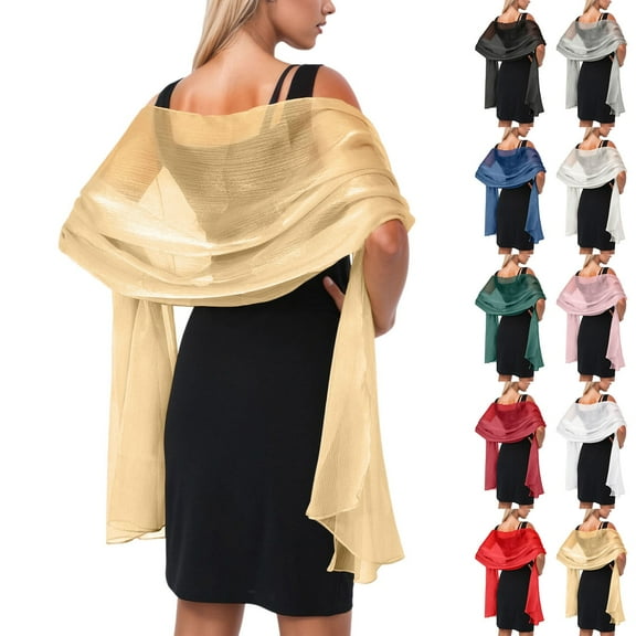 Gelikeya Shawls and Wraps for Evening Dresses Elegant Formal Chiffon Scarf Soft Wedding Guest Brides Sheer Shawl, Blue, One Size