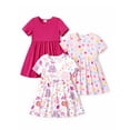 thumbnail image 1 of Vestidos casuales PATPAT para niñas pequeñas con estampado floral, paquete de 3, 6 a 7 años, 1 of 6