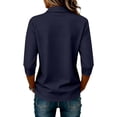 thumbnail image 4 of Ladies Casual Button Placket Collared Polo Shirts Three Quarter Sleeve Loose Summer Multi Color Tops 3XL, 4 of 4