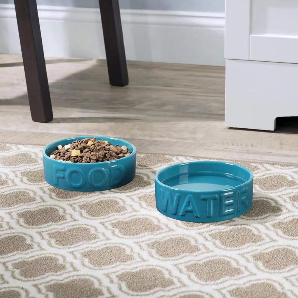 Park Life Designs Ceramic Classic Pet Water Bowl, Azure Blue, Small