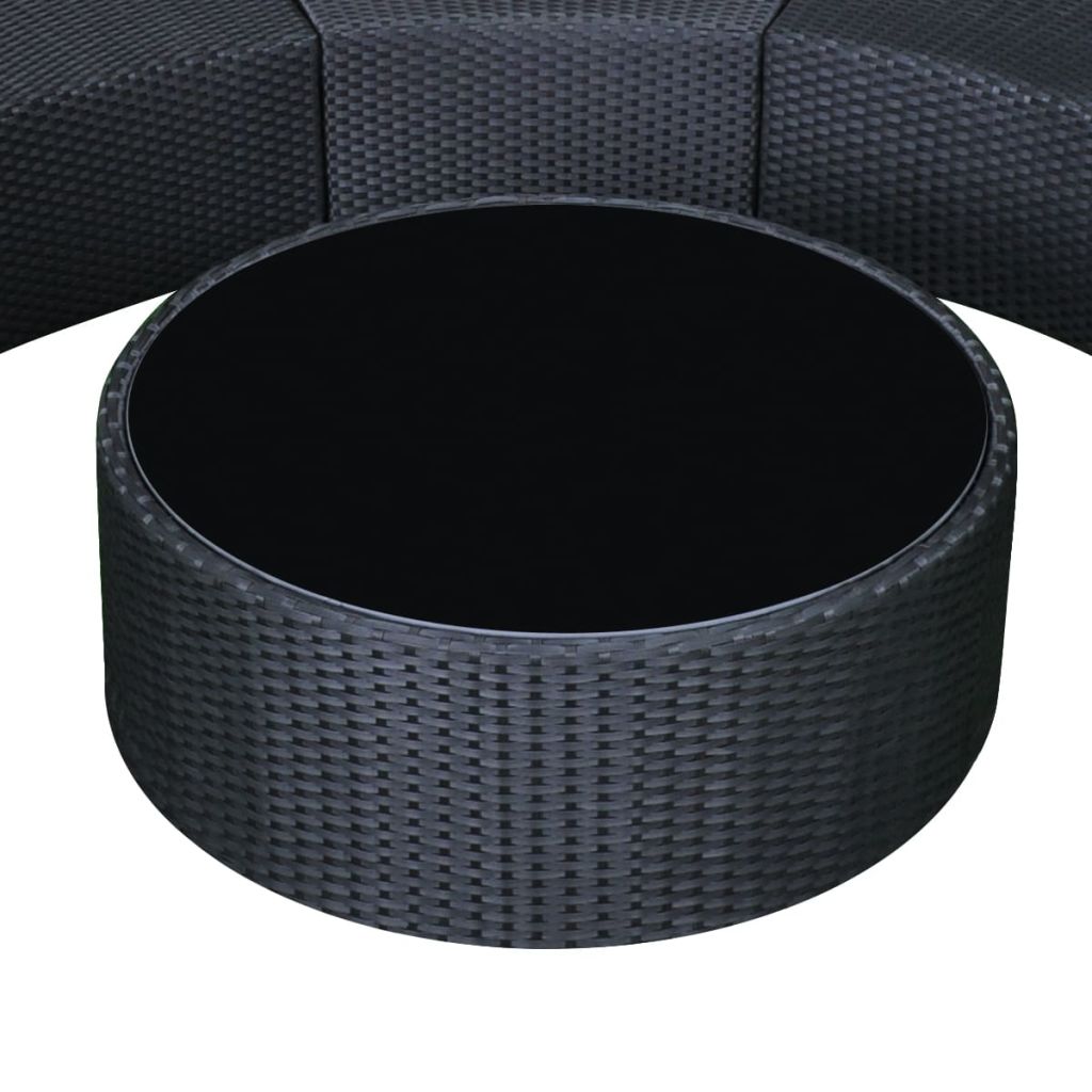 Kepooman Patio Garden Sofa with Cushions Poly Rattan, Set of 2, Black Kepooman Patio Garden Sofa with Cushions Poly Rattan, Set of 2, Black
