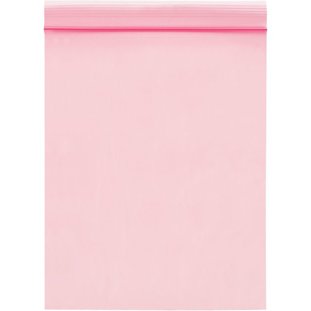 Poly Bag Guy 2' X 3' 2 Mil (1000/Caja) Bolsas De Polietileno De Plástico Resellables Con Cremallera Antiestática Rosa