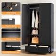 thumbnail image 5 of STANI Metal Wardrobe Closet with Hanging Rod, 72" Black Armoire Wardrobe Cabinet with Drawer, Clothes Storage Organizer Cabinets for Bedroom, Bathroom, Office, 5 of 15