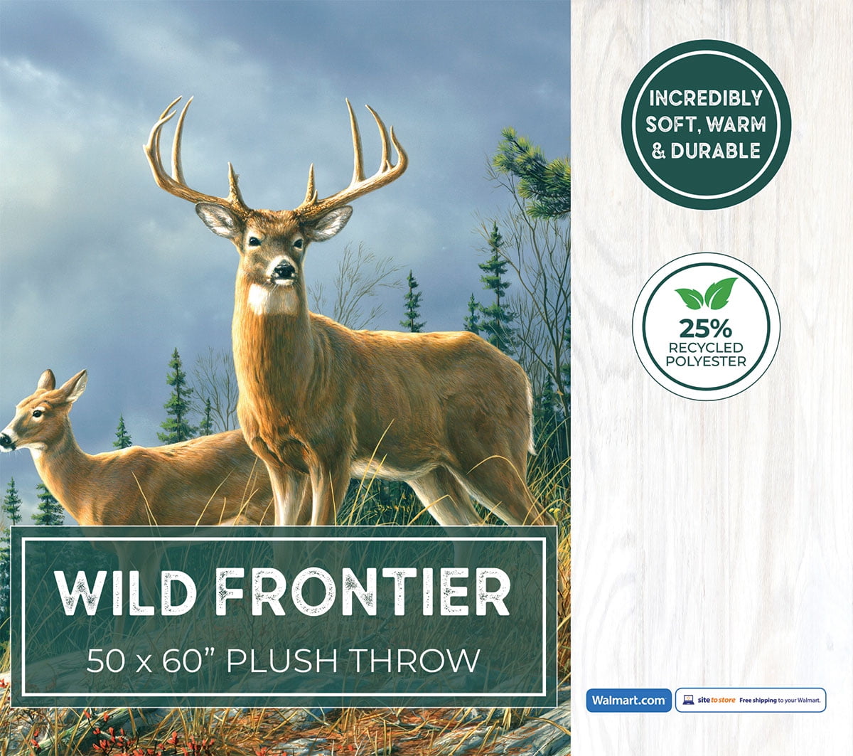 Wild Frontier 50X60 inch Wilderness Plush Deer Throw
