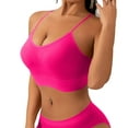 thumbnail image 2 of WTOBBY Seamless Y-Back Sports Bra for Women: Padded Low Impact Support, Sexy Thin Strap Design for Yoga & Fitness, Flattering Lift and Comfortable Wirefree Coverage,Pink S, 2 of 4