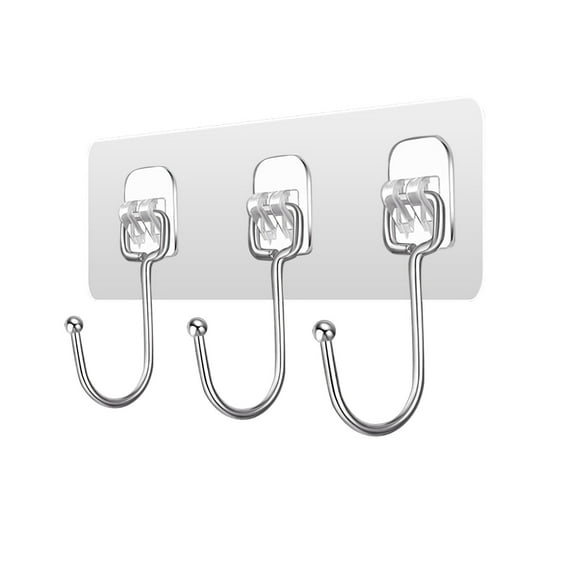 Pompotops Sticky Hooks Behind Door Hanger Clothes Towel Kitchen Transparent Punch-free Hook Clearance