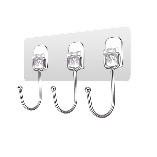 Pompotops Sticky Hooks Behind Door Hanger Clothes Towel Kitchen Transparent Punch-free Hook Clearance