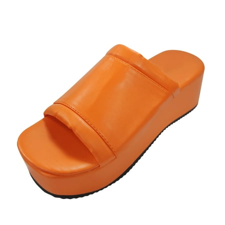

WANYNG Women Fish Mouth Shoes Summer Women Ladies Fashion Casual Platform Retro Slippers Shoes Sandals Pillow Slides Sandals Rose Flip Flops for Women Flat