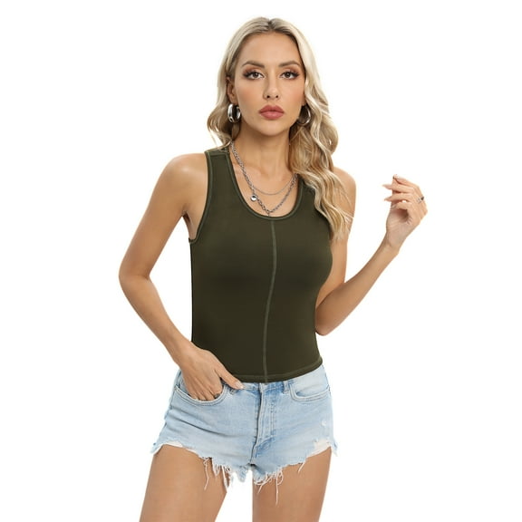 Women's Basic Workout Crop Tank Tops Sleeveless Racerback Sport Top Athletic Tank Top Tight Fit