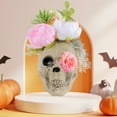 thumbnail image 5 of Twfbrm Halloween Skull Statue, Gothic Style Human Head Skeleton with Sunflowers, Realistic Plastic Head Bone Model Spooky Haunted Houses Prop Halloween Decorations for Wedding Party Table, 5 of 5