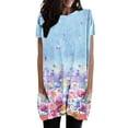 thumbnail image 1 of Hauts Grande Taille pour Femmes Décontractés à Manches Courtes Col Ras du Cou T-Shirts Amples Boho à Fleurs Hauts Blouses Surdimensionnées avec Poches, 1 of 4