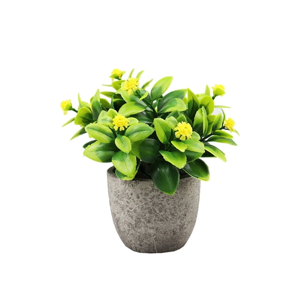 Injueey Planta de jade artificial en maceta verde de bajo mantenimiento Durabilidad duradera para interiores/exteriores Fácil de limpiar Decoración nuevoamarillobebesaliento