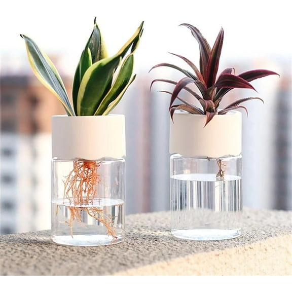 2PC Mini Hydroponic Flower Pot Vase Decor Transparent Imitation Glass Soilless Plant Pots Green Plants Pot Decoration